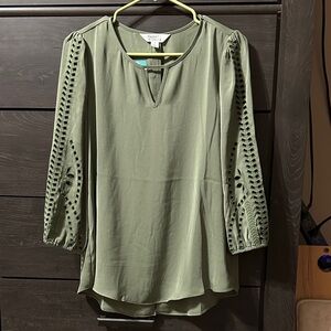 NWT - Market & Spruce Sage Blouse with Cutout Sleeves